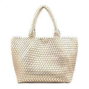 BC BAGS | NWT | Woven Faux Leather Tote | Neutral Beige Oversized Shoulder Bag